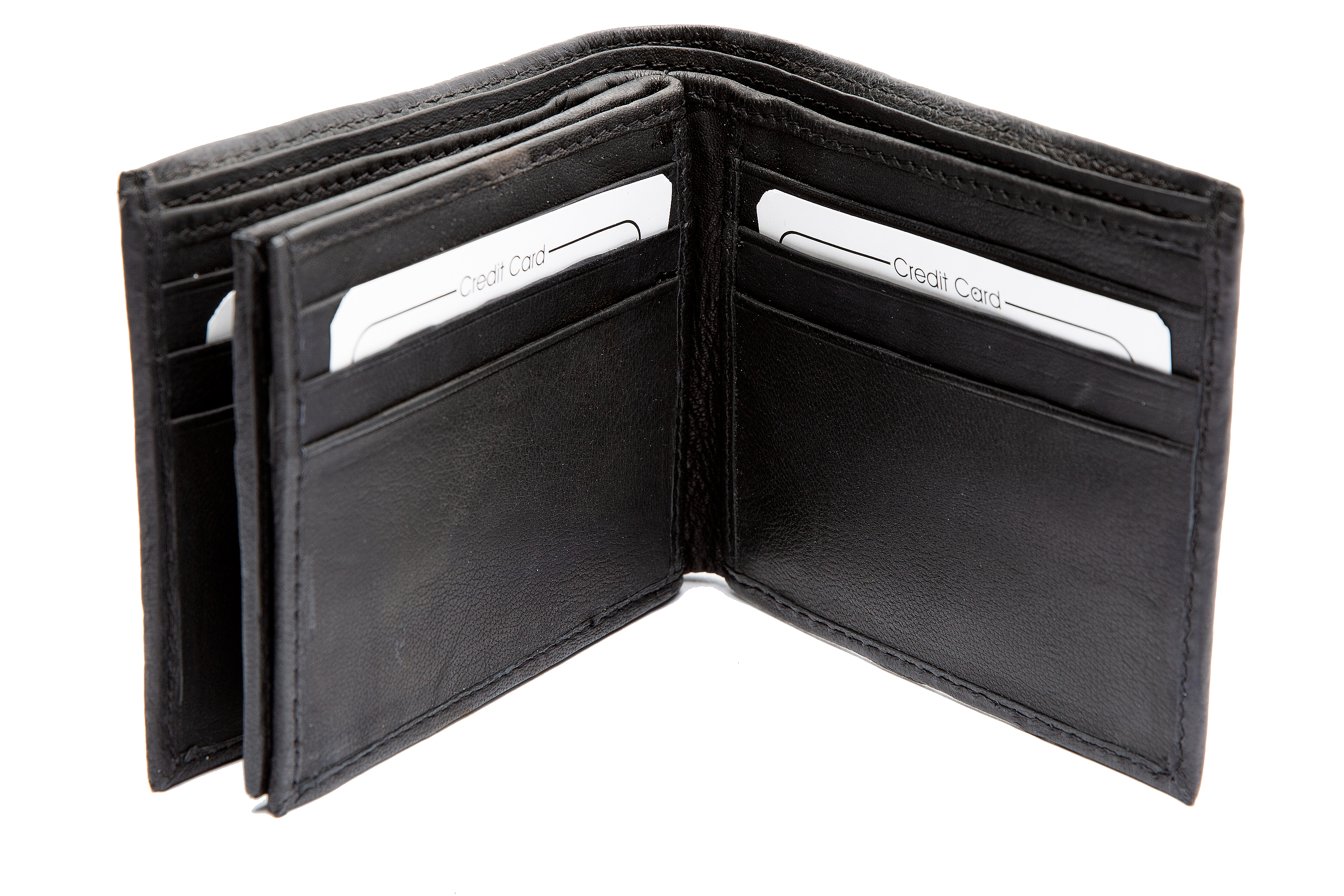 Leather Bifold 12 Credit Card Slot 2 ID Window Black Men's Wallet eBay