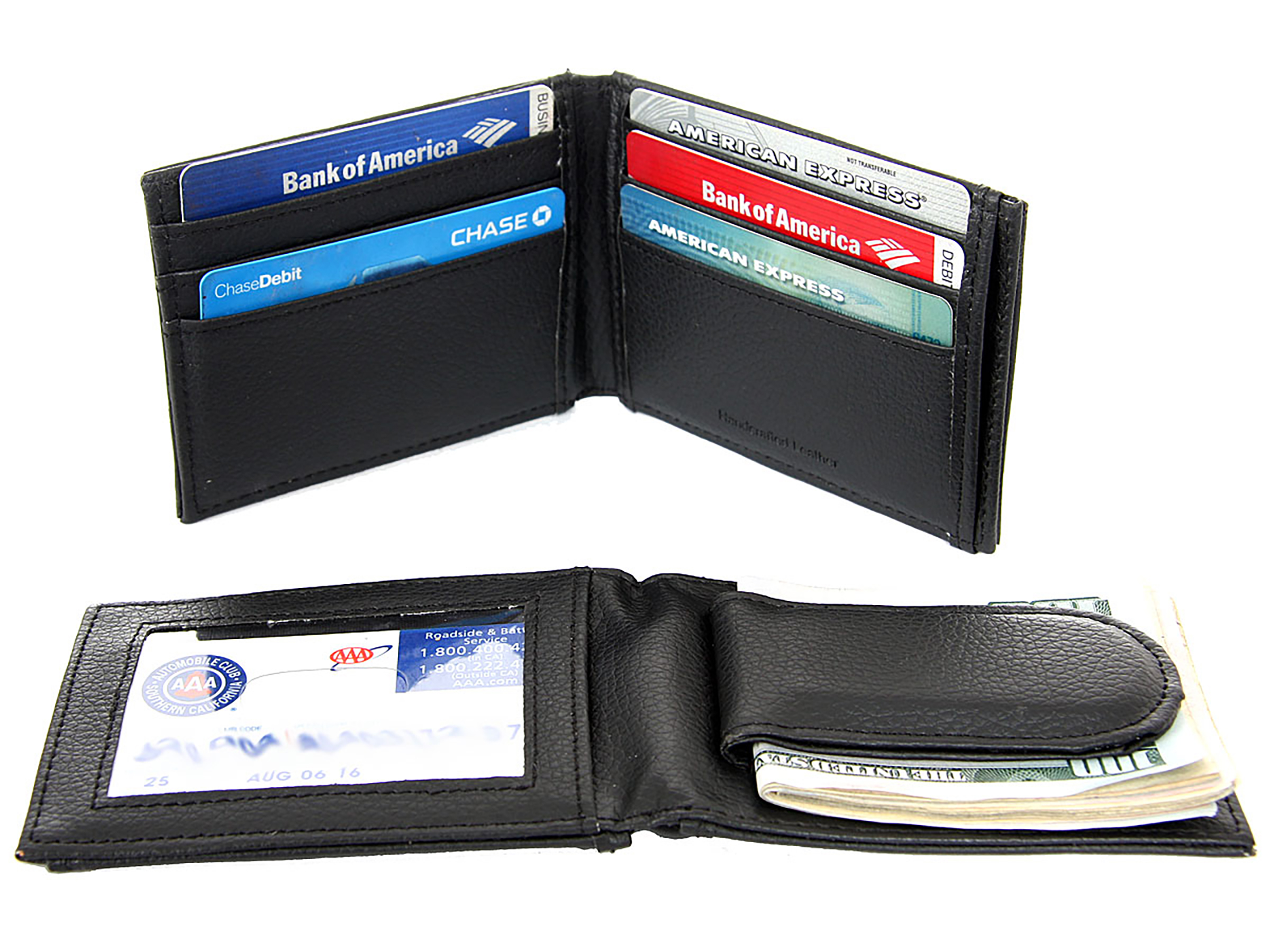 Leather Magnetic Money Clip Slim Credit Card Id Holder Black Men&#39;s Wallet | eBay
