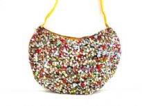 Hand Beaded Shoulder Bag. Snap Button Closing.