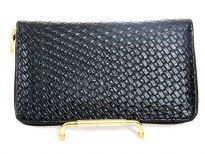 Knit Pattern Embossed PVC all round zipper wallet