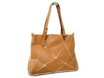 PVC Sewin cut Out Double Handle Tote. The bag has top zipper closing and back zipper pocket.