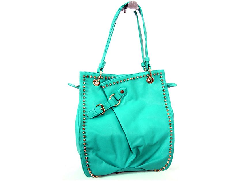 Wholesale Handbags #12-372-gr PVC Stud and Rhinestone Double Handle ...
