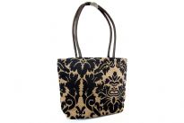 Tapestry Tote Bag. Top zipper closing.