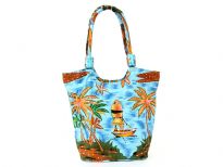 Printed canvas beach bag. Top zipper closure. It has double handle and is water proof.