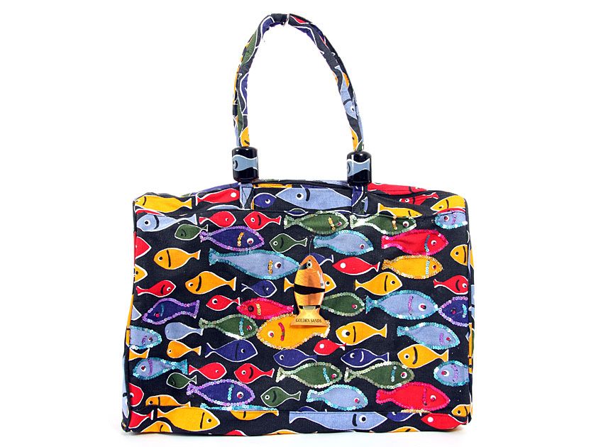 Wholesale Handbags #1276 Printed canvas beach bag. Top zipper closure. It has double handle and ...