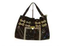 Designer Inspired Hobo bag with crocodile patter design and a push lock closure. Bag is made of vinyl material. Single Strap.