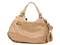 PVC Fashion Handbag. Top zipper closing. Front and Back zipper pockets. Center divider and shoulder strap.