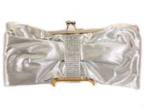 Rhinestones studded satin evening bag