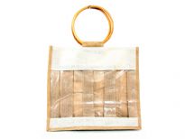 Jute 4 Wine Gift Bag with wooden handle.