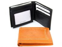 Carry your money in style. This is a leather mens wallet featuring 9 credit card slots, 1 ID window, and elegant exterior stitching. As this is genuine leather, please be aware that there will be some small creases and nicks in the leather but the wallet are all brand new. 
