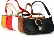 Designer Inspired Handbag has a top zipper closure, a single strap, and a strap with a push lock closure. Made of faux leather.