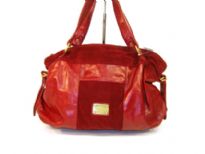 Designer Inspired PU & Suede combination Shoulder Bag with a zipper closure and a double handle.