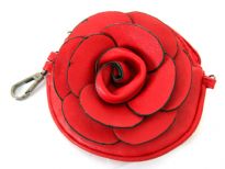 Faux leather Flower Clutch Bag with metal shoulder strap
