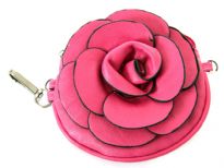Faux leather Flower Clutch Bag with Metal Shoulder strap