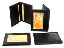 This is a genuine leather slim design credit card and ID holder in a bifold design. There are 6 credit card slots and one ID window on the outside. As this is genuine leather, please be aware that there will be some small creases and nicks in the leather but the wallet are all brand new. 