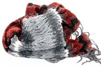 This vibrant knit scarf in 100% acrylic in red & brown combination can light up any mood in harsh winter season. This trendy cold weather accessory has a soft sweater knit design with a bit of stretch for lots of tying methods. Imported.