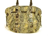 Designer Inspired metallic animal print velvet shoulder bag with drawstring detail. Bag has a zipper closure and a double strap. Made of PU (polyurethane). 