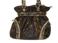 Designer Inspired Metallic Animal Print Velvet Shoulder Bag with zipper details. Double strap and zipper closure. Made of PU (polyurethane).