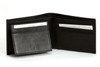 Carry your money in style. This is a genuine leather bi-fold men wallet with removable flap. Wallet has 6 credit card slot. Flap has additional 2 credit card slots and 2 ID Windows. This wallet is double bill, bi-fold design. As this is genuine leather, please be aware that there will be some small creases and nicks in the leather but the wallet are all brand new.