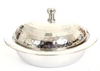 Stainless Steel Curry Dish with Dome Shaped Lid - Hammered by hand  