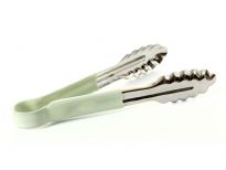 Stainless steel 9 inches utility tong with PVC Handle (White). Made in India
Thickness: 0.9 mm
Weight: 115 gms
