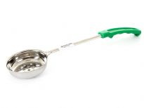 Stainless Steel 4 Oz. Food Portioner, Perforated, Green. Thickness: 0.9 mm Weight: 102 gms. Length: 13 inches