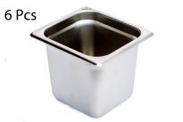 Stainless Steel 1/6 x 6" x 24 Gauge Food Pan
NSF.