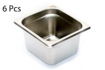 Stainless Steel 1/6 x 4" x 25 Gauge Food Pan
NSF.