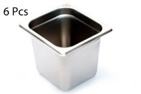 Stainless Steel 1/6 x 6" x 25 Gauge Food Pan NSF.