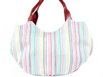 Stripe Print Fabric Handbag<br> Made in USA