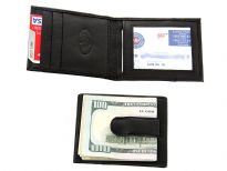 Carry your money in style. This is a genuine leather money clip with three slots inside/one slot outside for credit cards; one ID window inside. The money clip holds bills. As this is genuine leather, please be aware that there will be some small creases and nicks in the leather but the wallet are all brand new. 