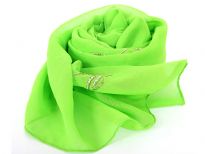 Apple green 100% polyester scarf with sparsely embroidered in shiny thread. Soft & lightweight to use with any kind of outfit. Imported.
