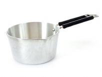Aluminum Taper Sauce Pan with Plastic coated Heavy Duty SS Wire Handle Riveted for Long Life.