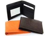 Genuine cow-hide bi-fold men wallet