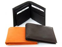 Genuine cow-hide bi-fold men wallet