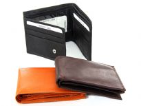 Genuine cow-hide bi-fold men wallet