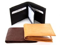 Genuine cow-hide bi-fold men wallet