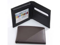 Carry your money in style. This is a genuine leather double bill bifold wallet with 6 credit card slots and 2 ID windows on the left flap.  As this is genuine leather, please be aware that there will be some small creases and nicks in the leather but the wallet are all brand new.