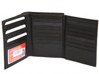 Carry your money in style. This is a genuine leather mens wallet with 29 credit card slots, one ID window. High quality trimming and durable genuine cowhide leather. As this is genuine leather, please be aware that there will be some small creases and nicks in the leather but the wallet are all brand new.