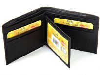 Carry your money in style. This is a genuine lamb skin bi-fold men wallet with removable center flap. Features 6 credit card slots, double bill, bi-fold design. As this is genuine leather, please be aware that there will be some small creases and nicks in the leather but the wallet are all brand new. 
