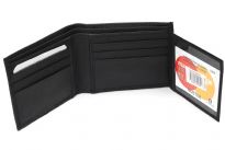 Carry your money in style. This is a genuine leather Bi-fold mens wallet with 6 credit card slots and 2 ID Windows. As this is genuine leather, please be aware that there will be some small creases and nicks in the leather but the wallet are all brand new. 