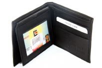 Carry your money in style. This is a genuine leather double bill bifold wallet with 6 credit card slots and 2 ID windows on the left flap.