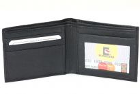 Carry your money in style. This is a genuine leather mens wallet with 3 credit card slots; 1 interior ID window and 1 exterior ID window. As this is genuine leather, please be aware that there will be some small creases and nicks in the leather but the wallet are all brand new. 