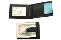Carry your money in style. This is a genuine leather money clip with three slots inside/one slot outside for credit cards; one ID window inside. The money clip holds bills. As this is genuine leather, please be aware that there will be some small creases and nicks in the leather but the wallet are all brand new. 
