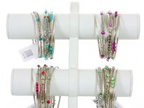 Metal Bangles (7 pieces set) (12 set Box) Colors - Fuchsia, Turquoise, Purple, Parrot Green - 3 each color