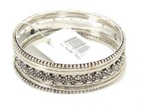 Metal Bangles Size: 2/10, (7 PCS Set) Silver Antique, (12 Sets in Box)