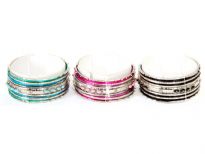 Metal Aluminum Bangles, (11 PCS Set) Silver