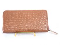 Genuine Leather crocodile embossed all round zipper ladies wallet