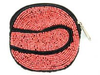 Hand Beaded coin purse. Zipper closing.