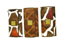 Designer Inspired Giraffe Print check book wallet has a snap closure.